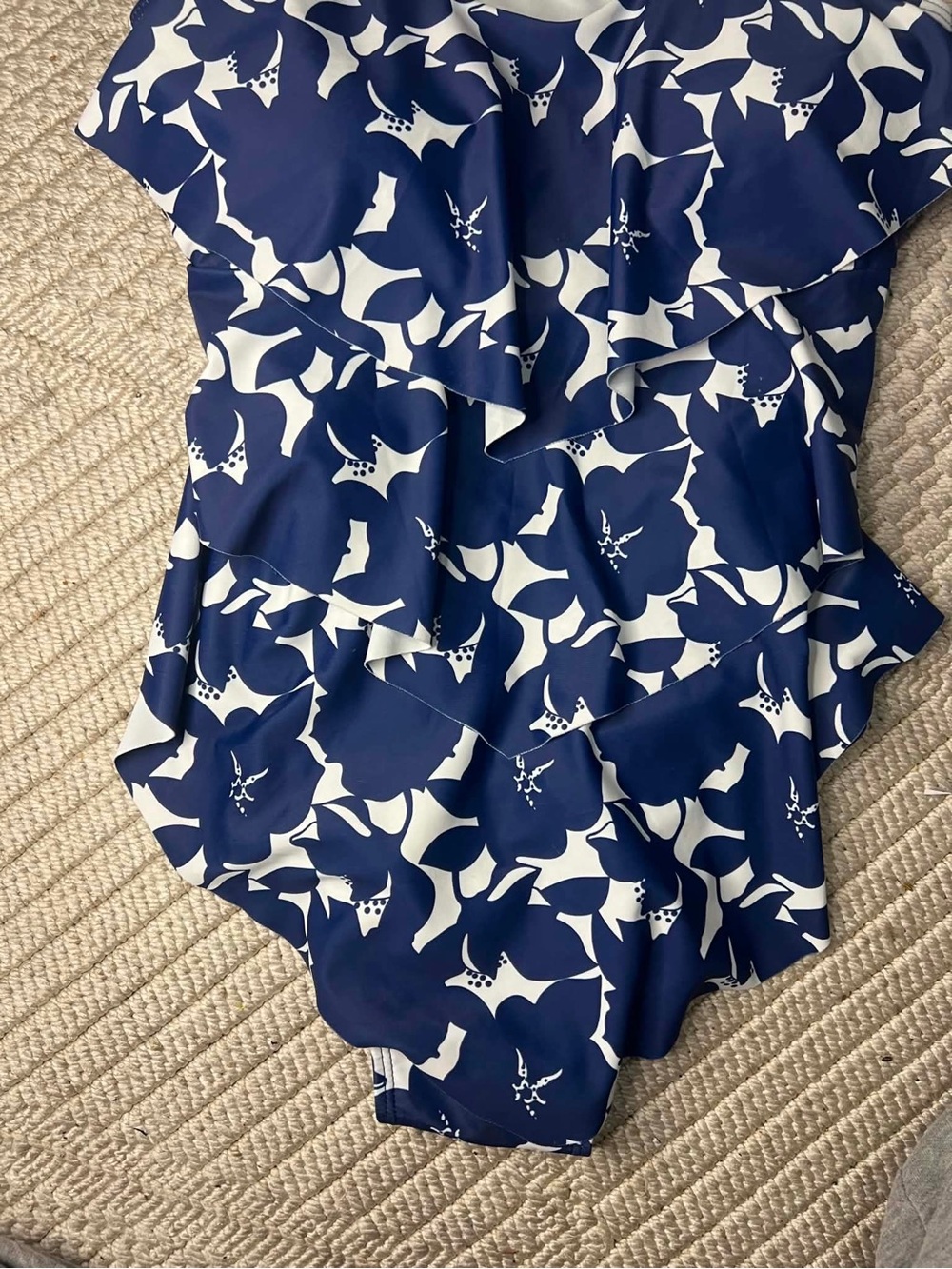 Plus Size 3XL Navy Floral Tiered Ruffle One Piece Swimsuit Beachwear